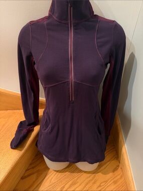 Lululemon Star Runner Pullover Plum Half-Zip, Paisley Mesh Back  XS